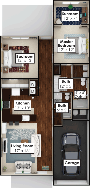 North Willow Villa 2 bedroom 1.5 bath