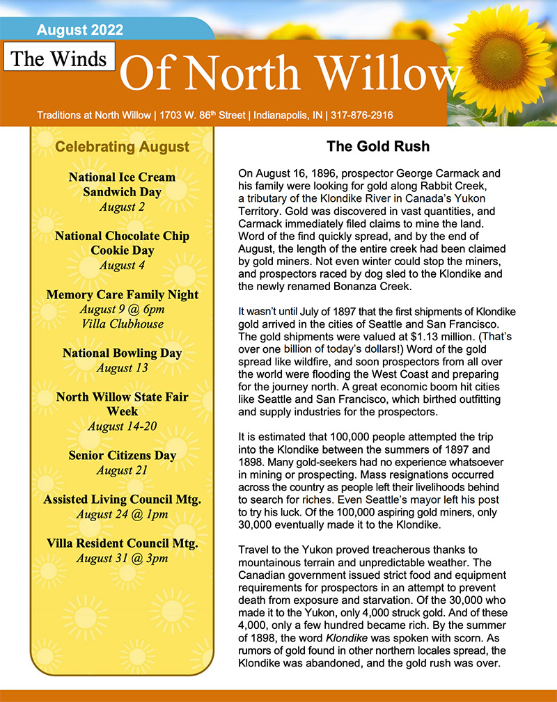 The Winds of North Willow August Newsletter