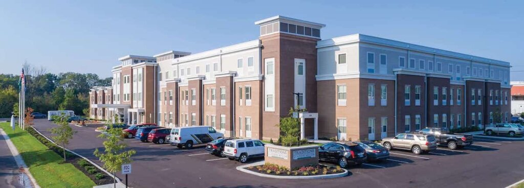 Photo of Traditions North Willow Building Senior Living, Brown and White Exterior